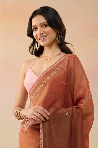 Red Viscose Tissue Embroidered Saree thumbnail image number null