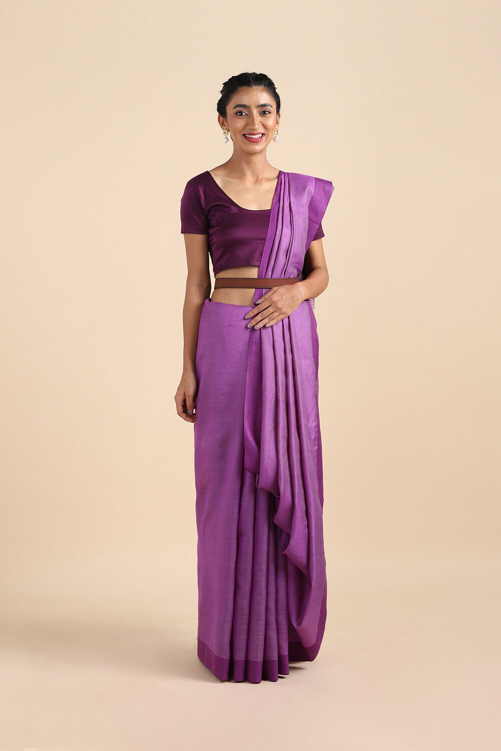 Purple Pure Silk Viscose Bhagalpuri Saree image number null