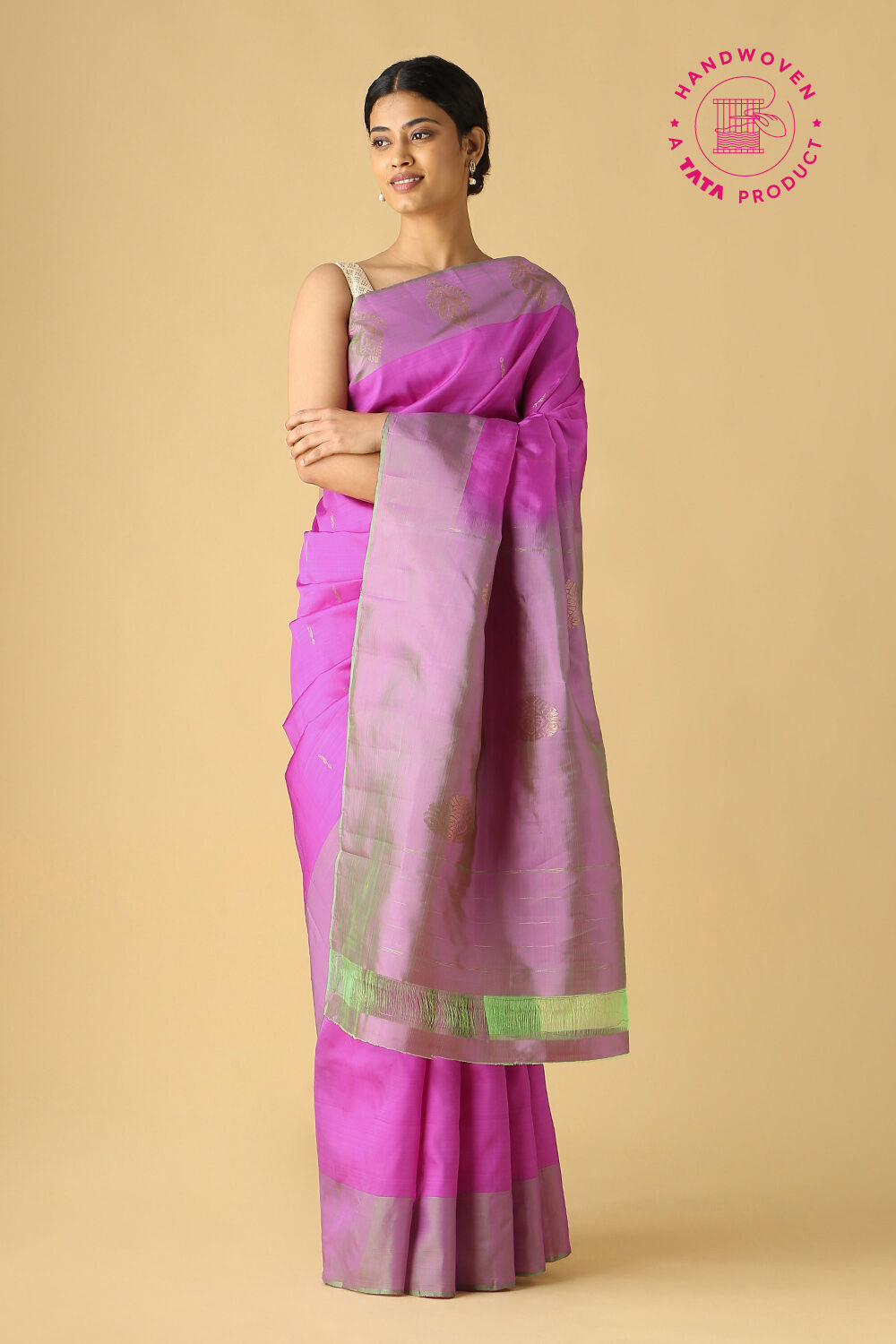 Dark Pink Pure Silk Kanjivaram Saree image number null