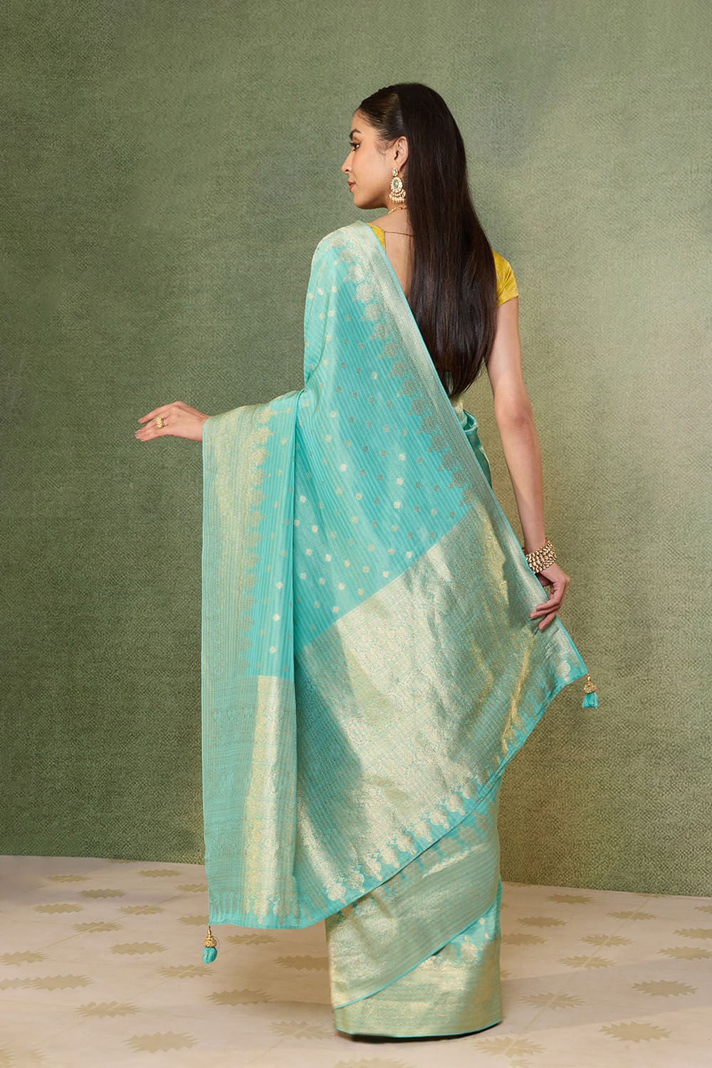 Blue   Woven Viscose Tissue Saree image number null