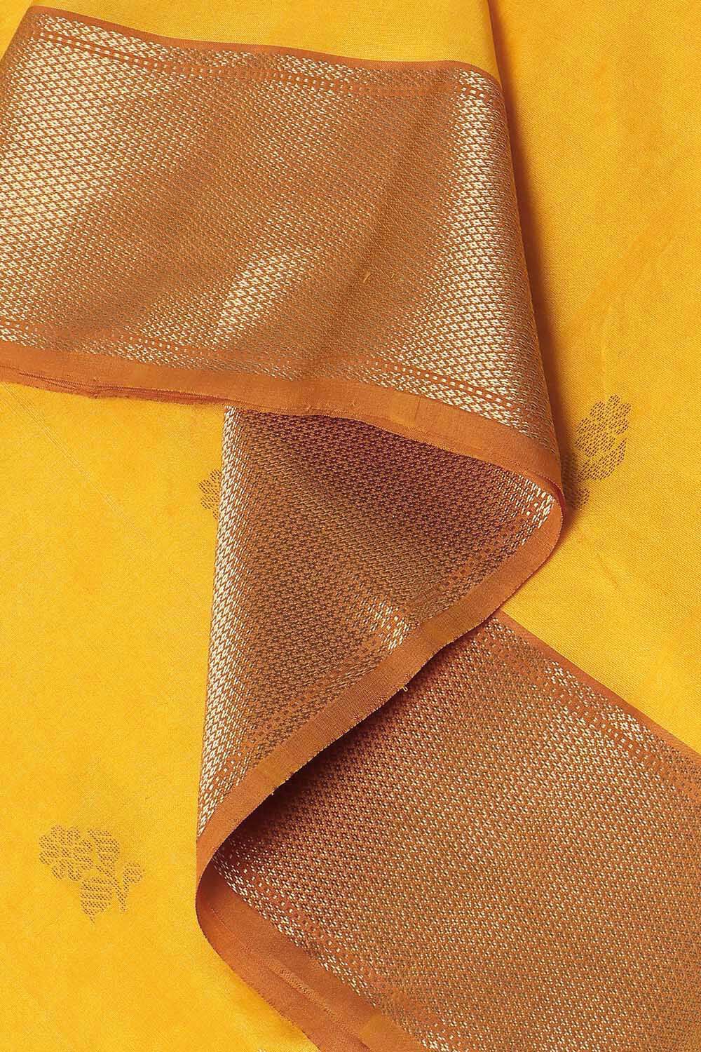 Yellow Pure Silk Chanderi Saree image number null
