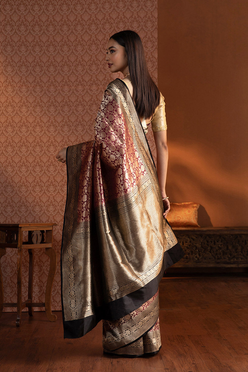 Red Silk Brocade Banarasi Saree image number null