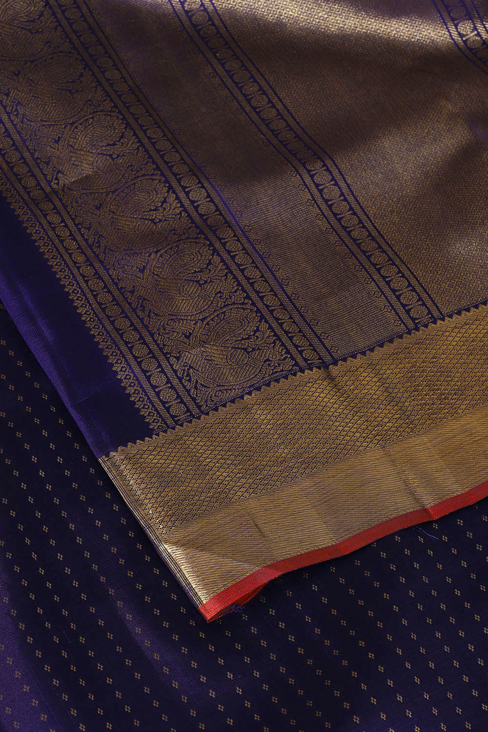 Dark Blue Pure Silk Kanjivaram Saree image number null