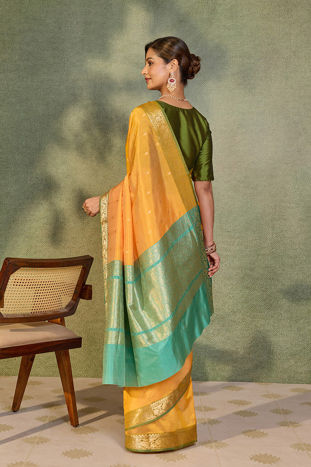 Light Yellow Silk Viscose Cutwork Banaras  Saree image number null