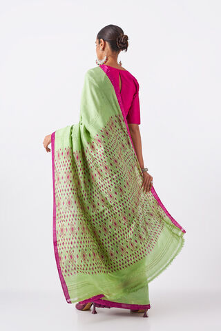 Light Green Pure Silk Hand Painted Saree thumbnail image number null