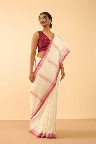 Off White Bengal Pure Cotton Jamdani Saree thumbnail image number null