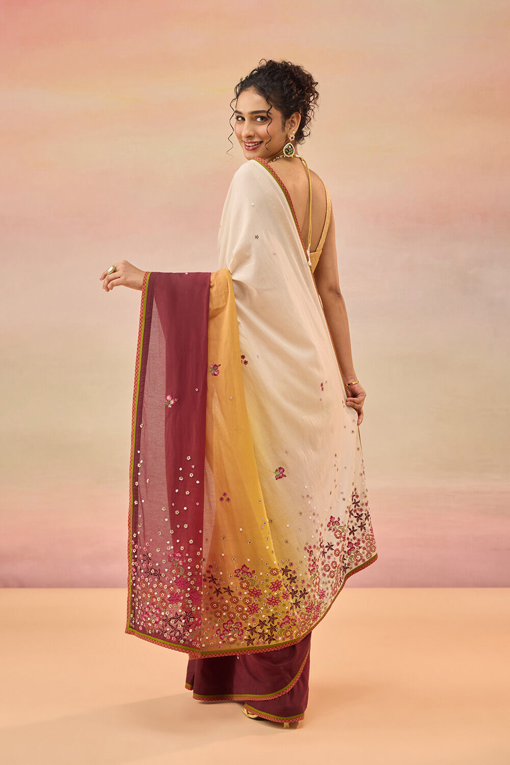 Multi Pure Viscose Embroidered Saree image number null