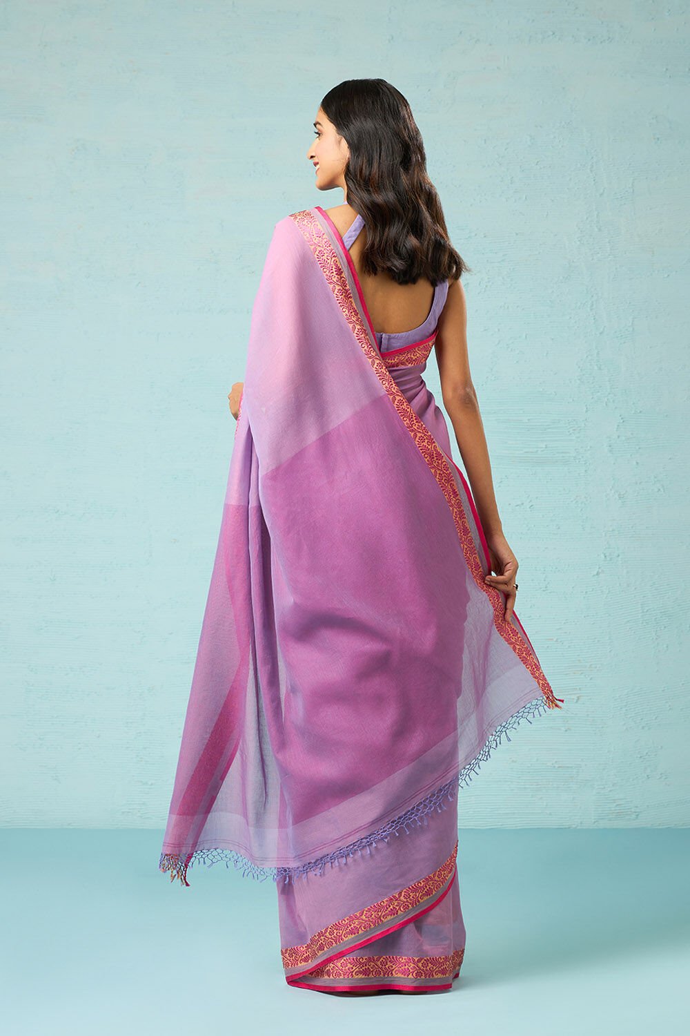 Violet Woven Pure Cotton Bengal Saree image number null