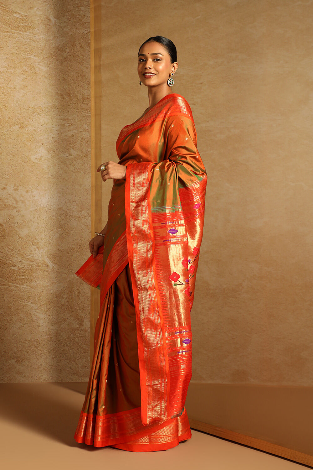 Orange Pure Silk Paithani Saree image number null