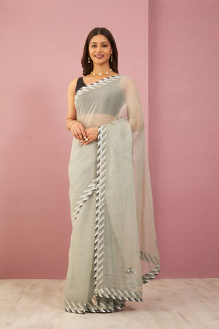 Grey Pure Kota Embroidered Saree thumbnail image number null