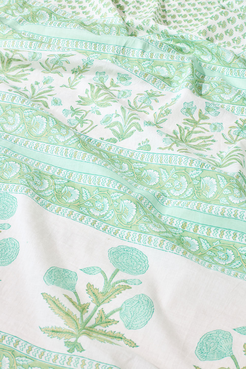 Light Green Block Printed Rajasthan Pure Cotton Saree image number null