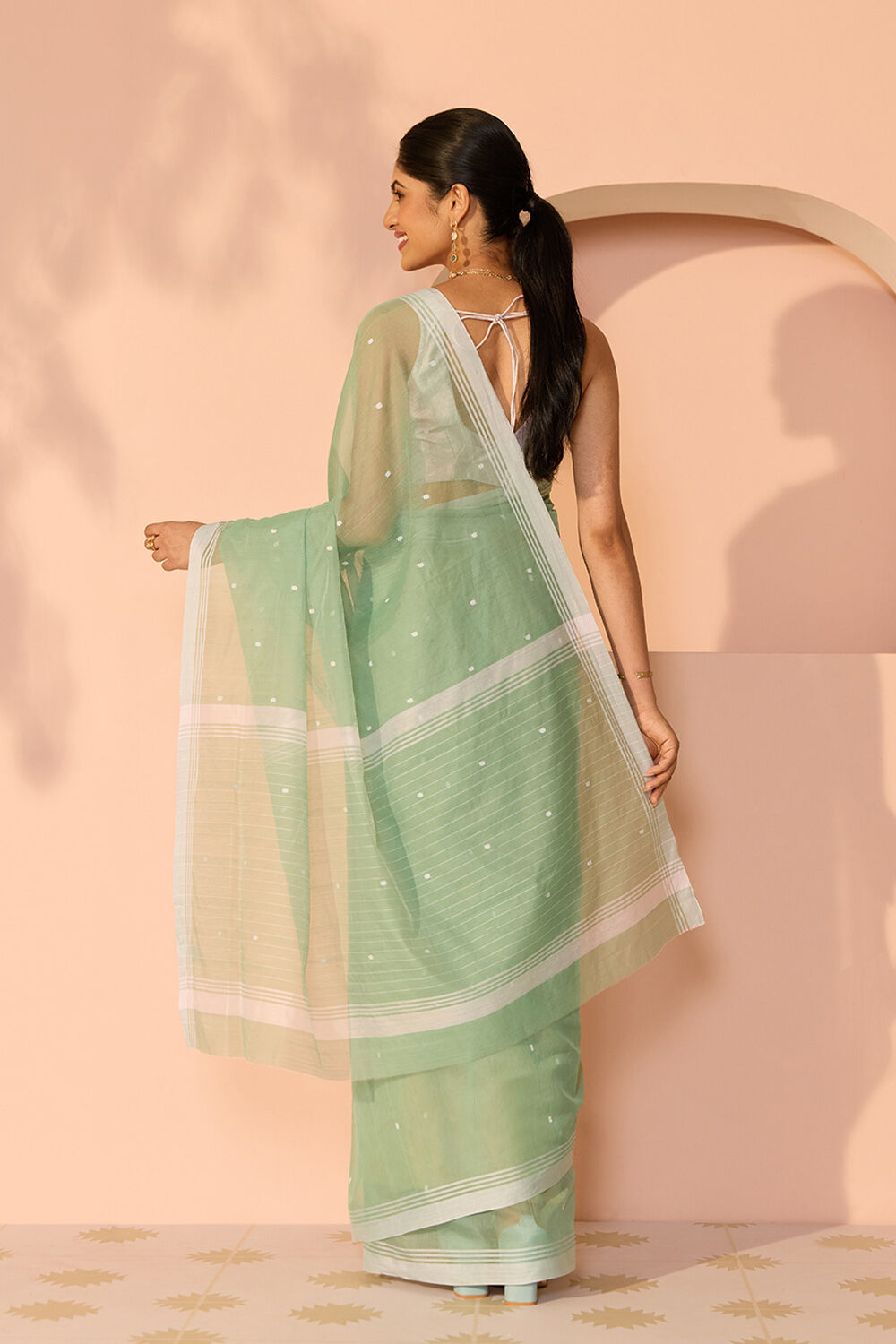 Green Woven Pure Silk Cotton Chanderi Saree image number null