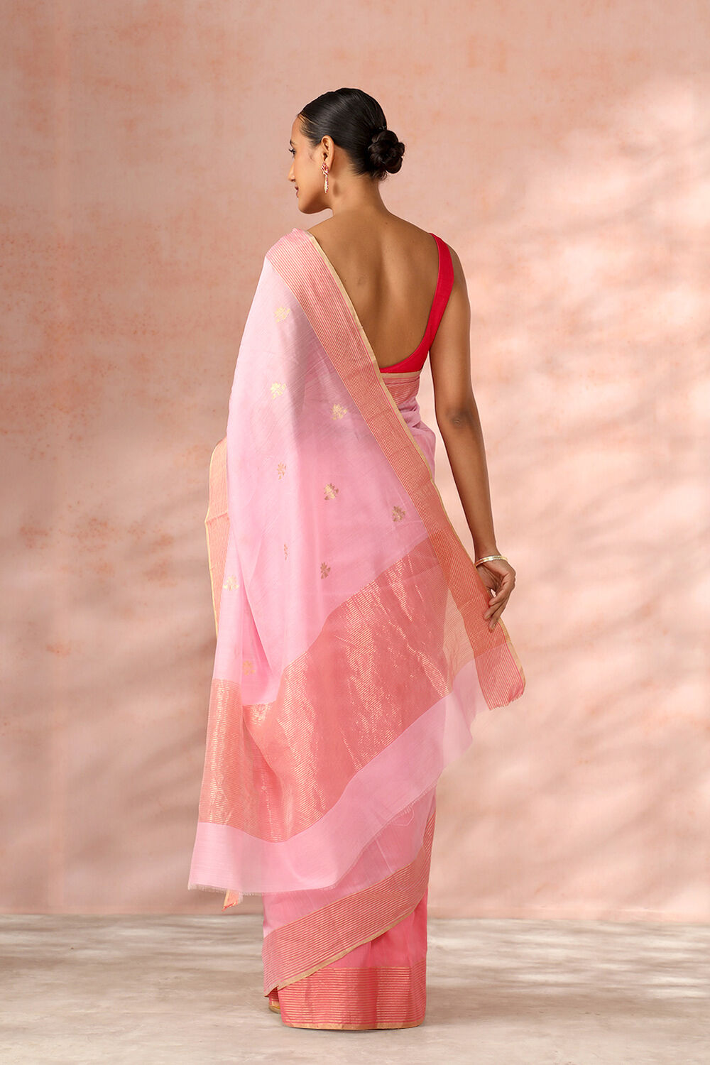 Pink Chanderi Pure Silk Cotton Woven Saree image number null