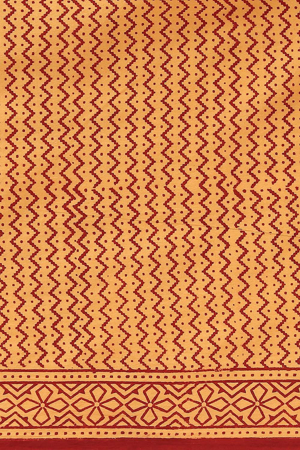 Beige Pure Cotton Bagh Printed Saree image number null