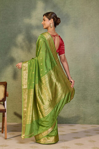 Light Green Silk Viscose Cutwork Banaras  Saree thumbnail image number null