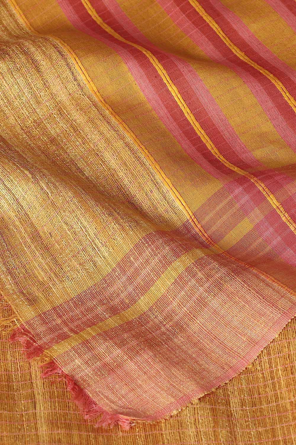 Yellow Pure Tussar Silk Bhagalpuri Saree image number null