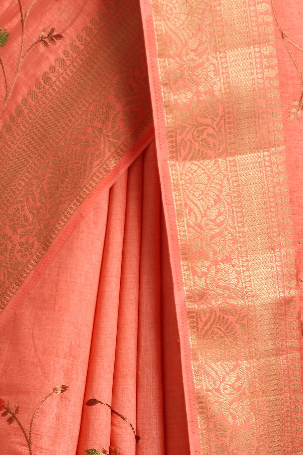 Light Pure Orange Embroidered Saree image number null