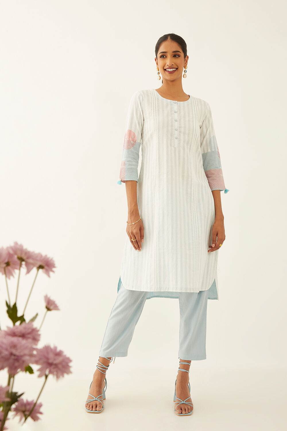 Off White Pure Cotton Printed Sanganeri Kurta image number null