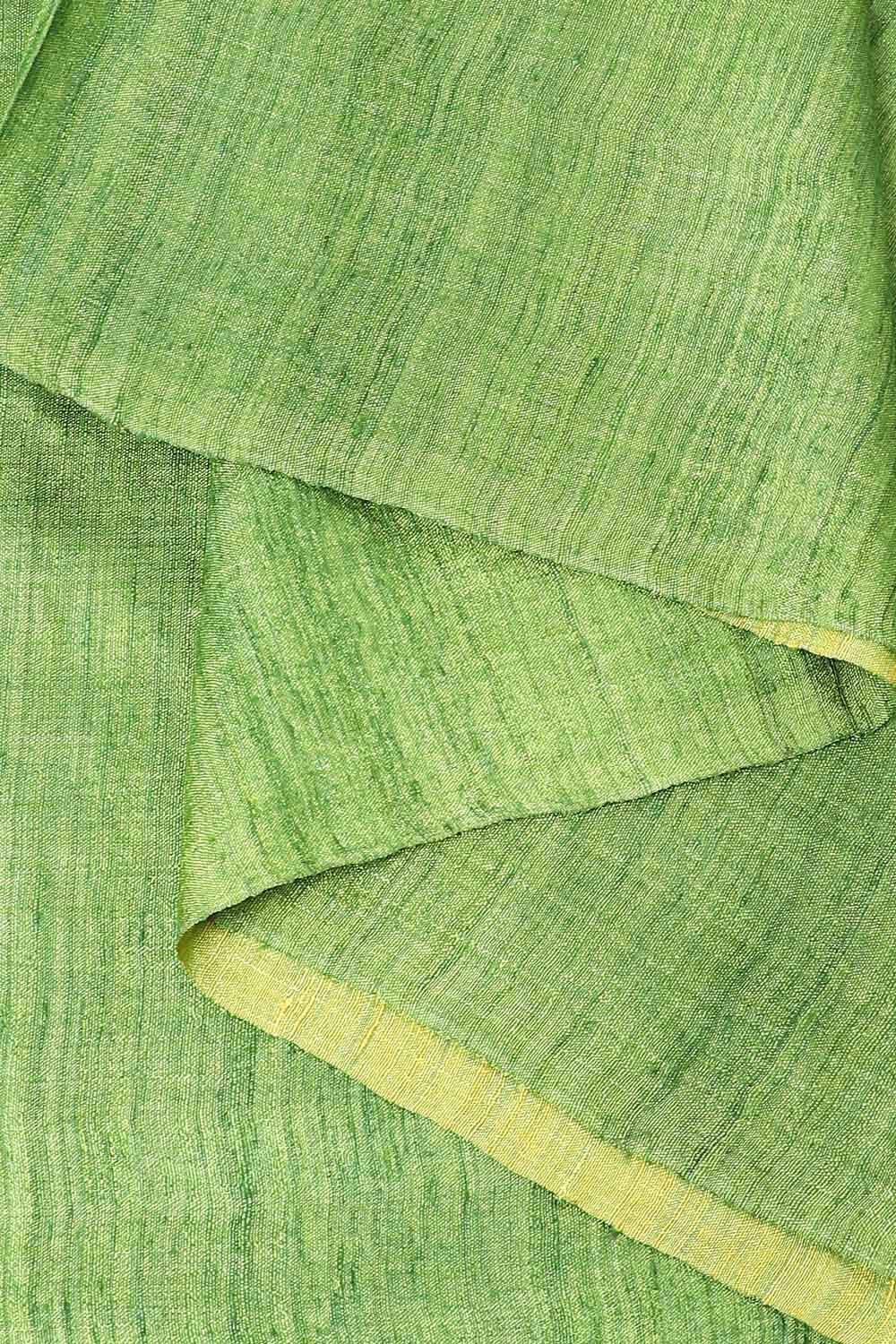 Green Pure Silk Tussar Jamdani Saree image number null