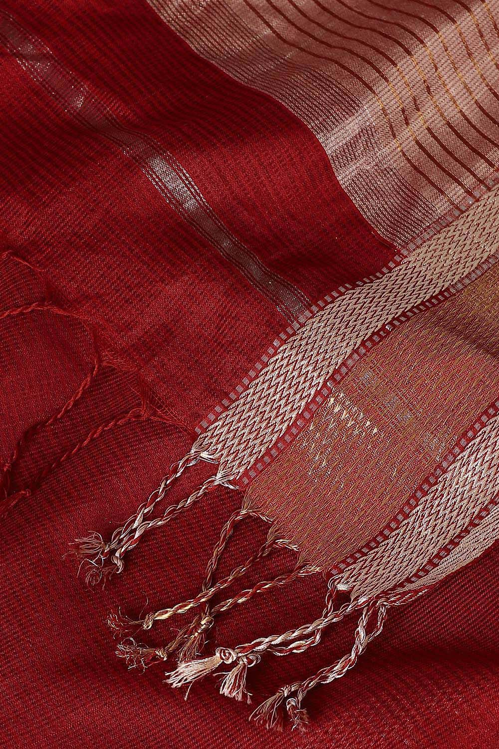 Red Pure Silk Cotton Maheswari Saree image number null