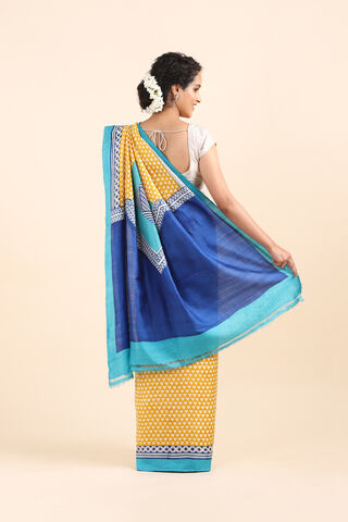 Multicolored Pure Silk Printed Saree thumbnail image number null