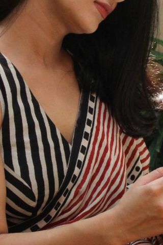 Off White Bagru Block Printed Pure Cotton Blouse thumbnail image number null