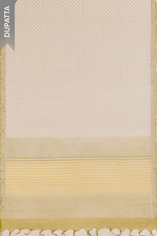 Light Yellow Screen Printed  Pure Cotton Unstitched Suit Set thumbnail image number null