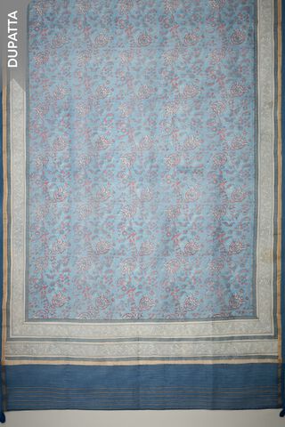 Dark Blue Embroidered Pure Silk Cotton Unstitched Suit Set thumbnail image number null