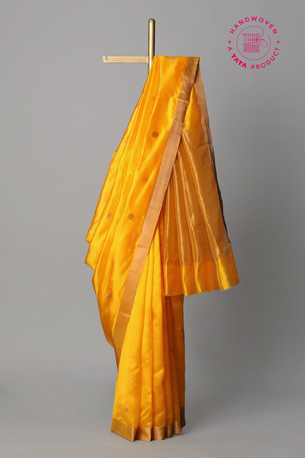 Yellow Pure Silk Chanderi Saree image number null