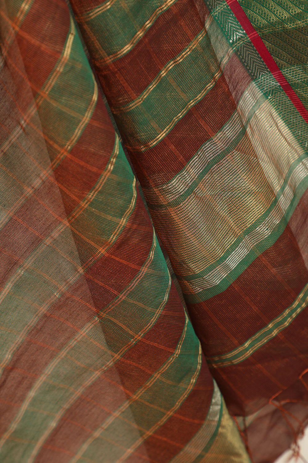 Brown Woven Pure Tissue Cotton Maheshwari Saree image number null
