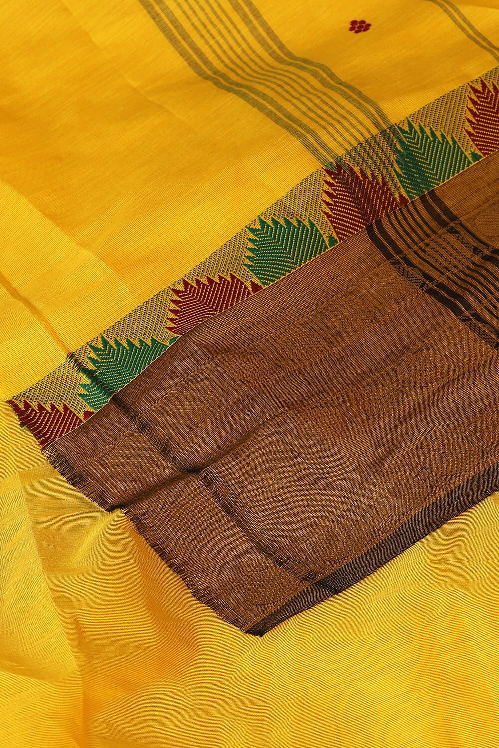 Yellow Pure Cotton South Saree image number null