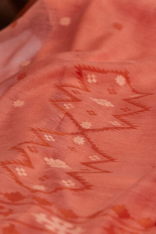 Light Orange Silk Khadi Cotton Bengal Jamdani Saree thumbnail image number null