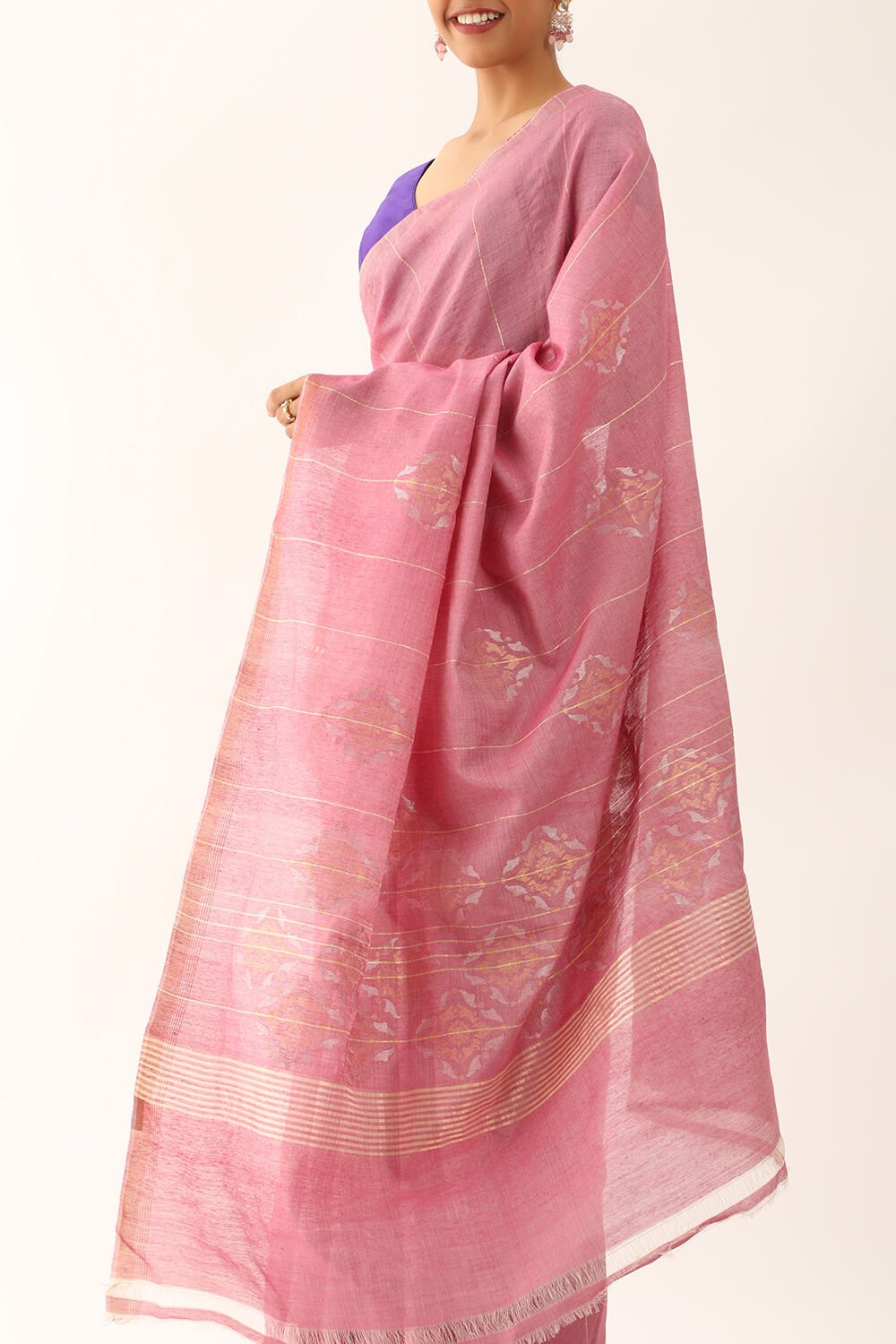 Light Pink Chattisgarh Pure Tussar Silk Woven Saree image number null