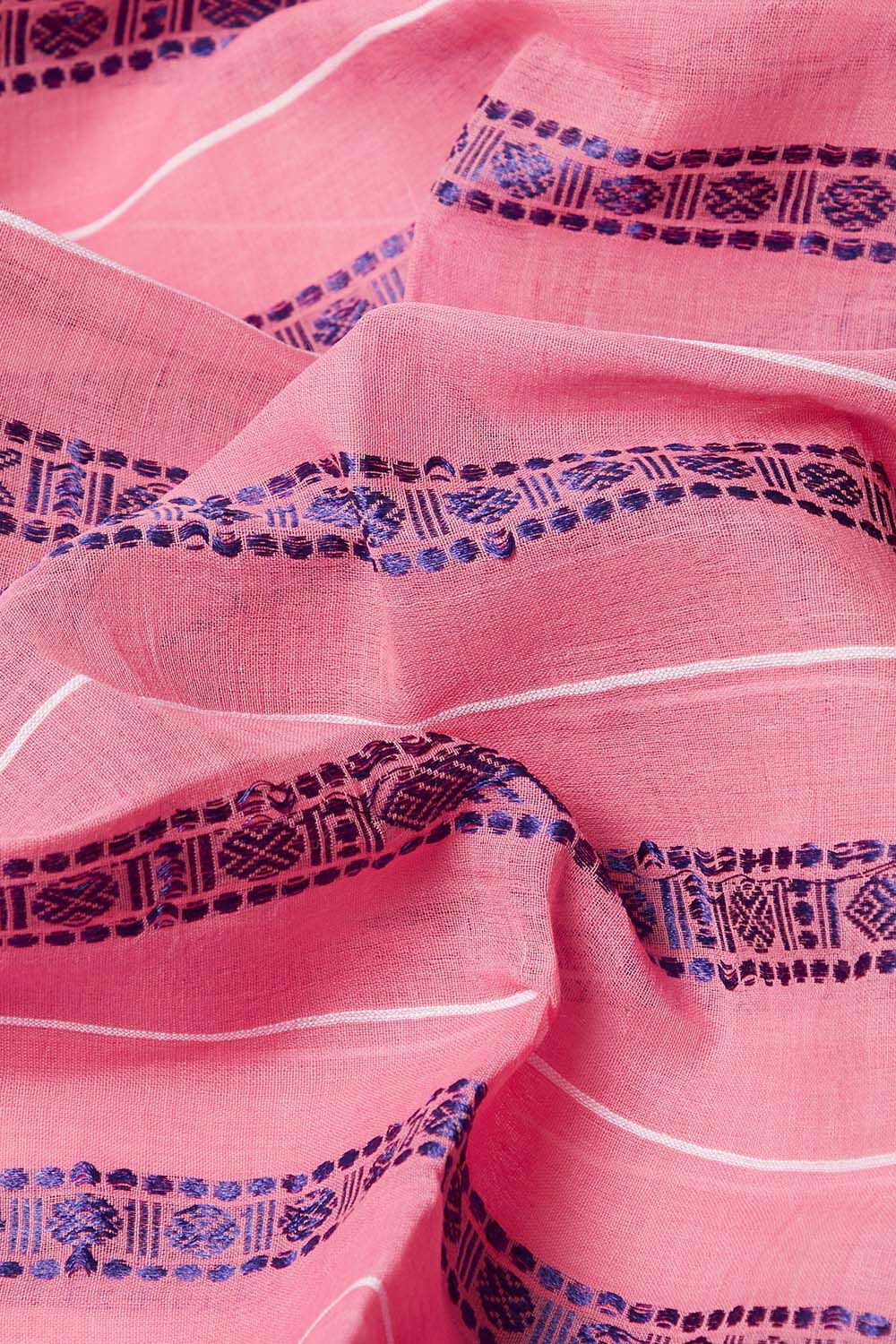 Light Pure Pink Cotton Bengal Saree image number null