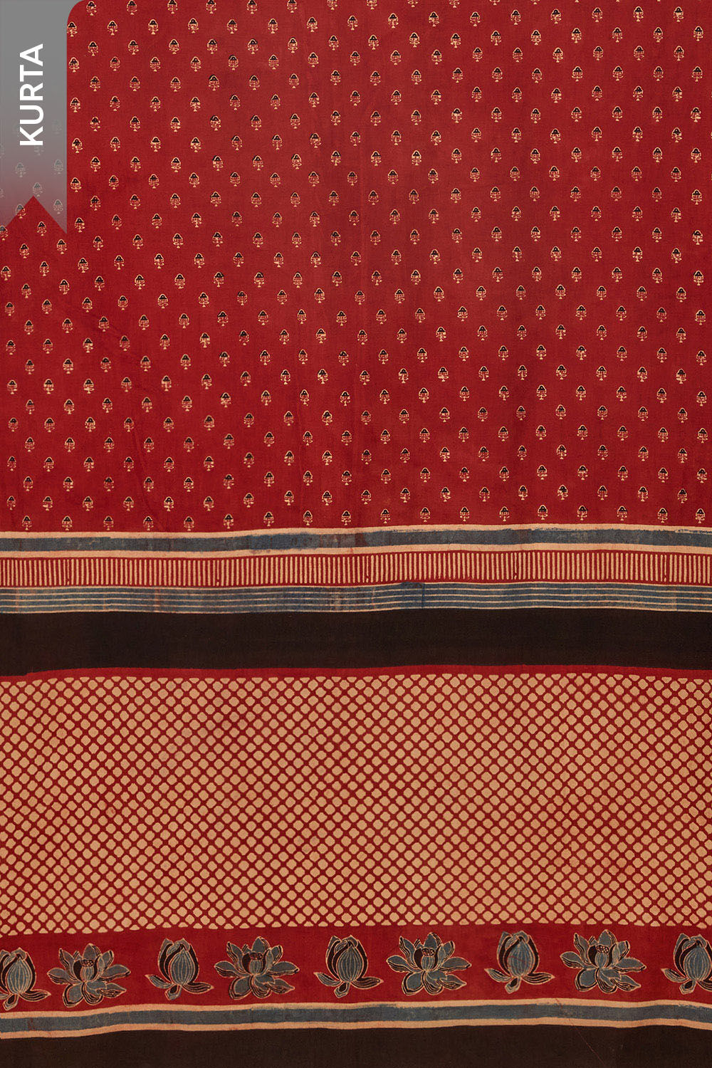 Dark Red Pure Cotton Ajrakh Unstitched Suit Set image number null
