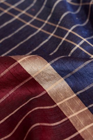 Blue Bhagalpur Woven Pure Tussar Silk Saree thumbnail image number null