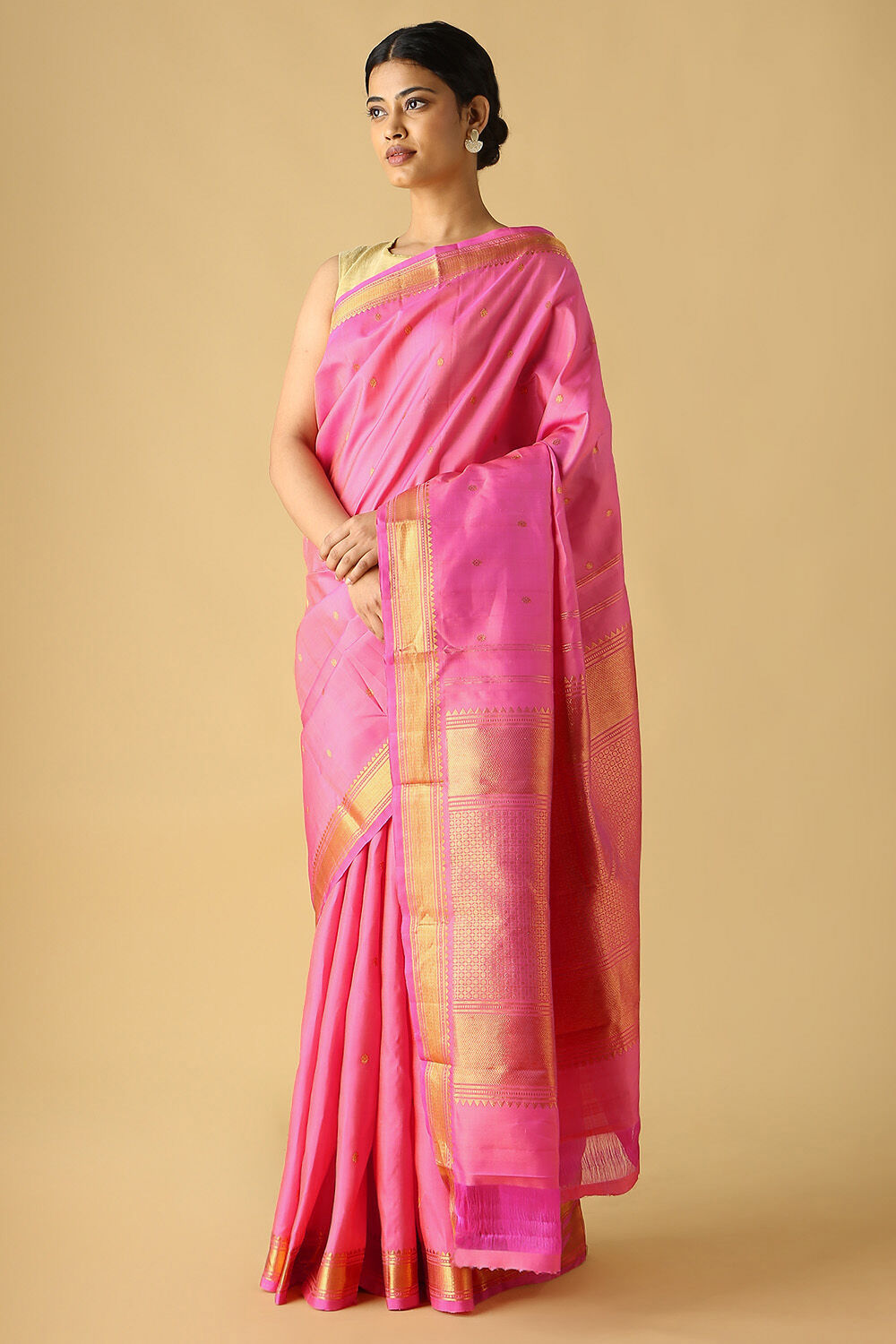 Pink Pure Silk Kanjivaram Saree image number null