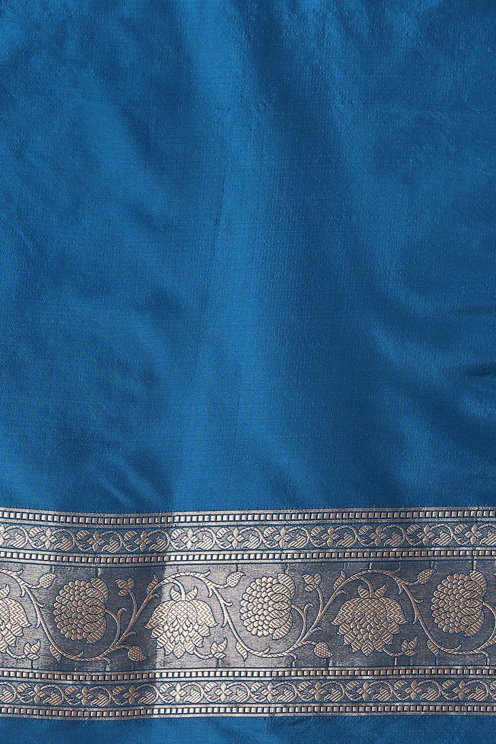 Dark Blue Pure Silk Banarasi Saree image number null