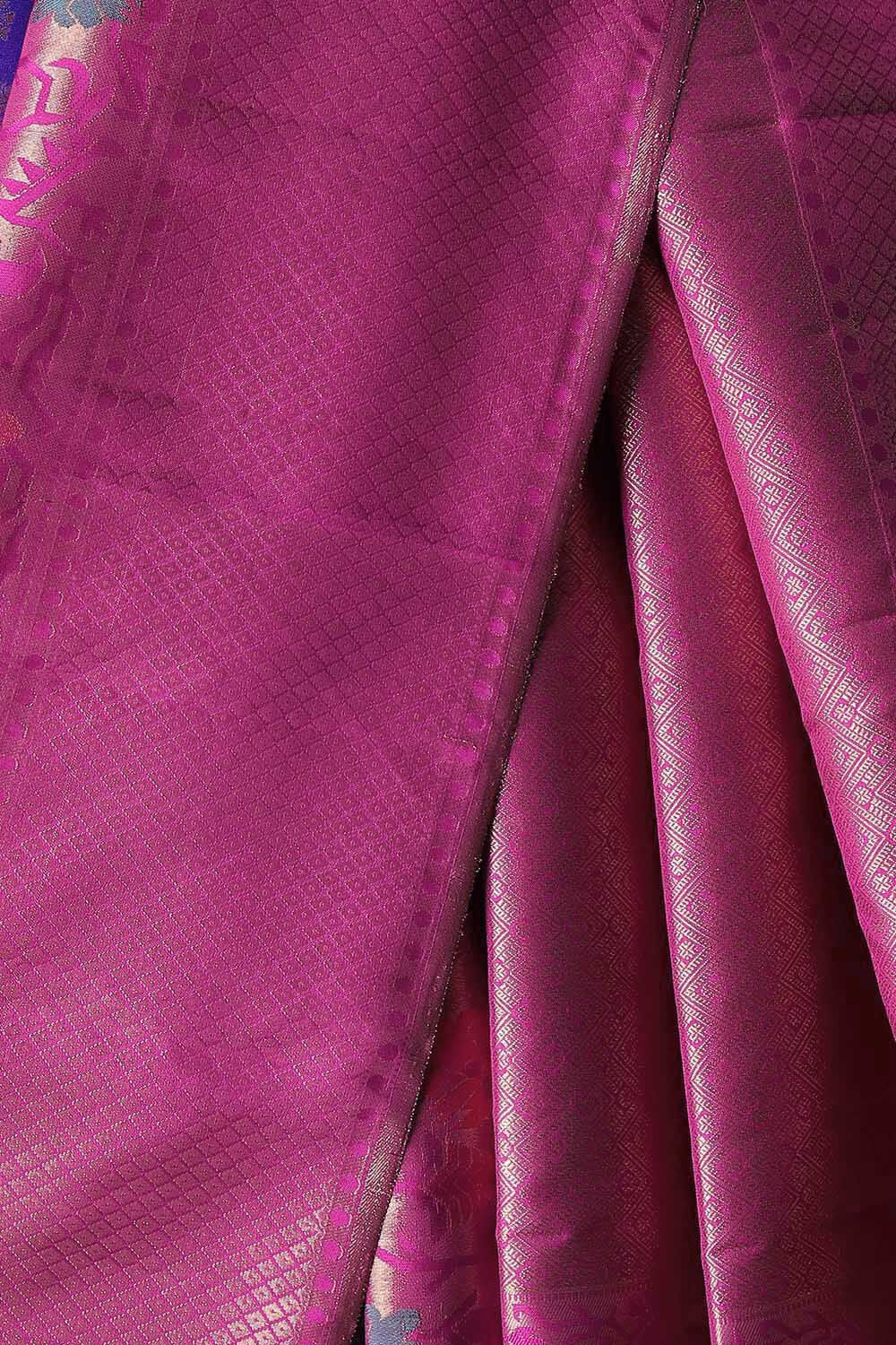 Dark Blue Pure Silk Kanjivaram Saree image number null