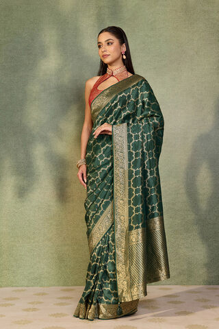 Dark Green Woven Design Viscose Saree thumbnail image number null