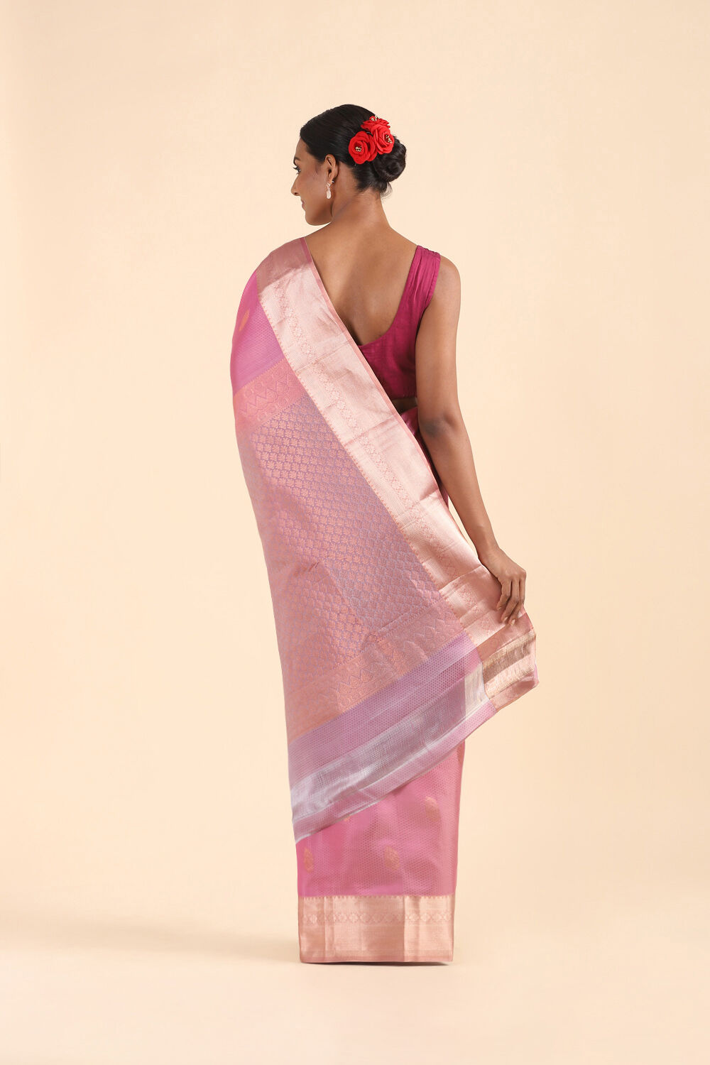 Light Pink Pure Silk Kanjivaram inspired Saree image number null