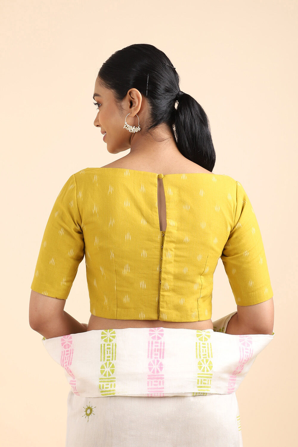 Yellow Ajrakh Block Printed Cotton Blouse image number null