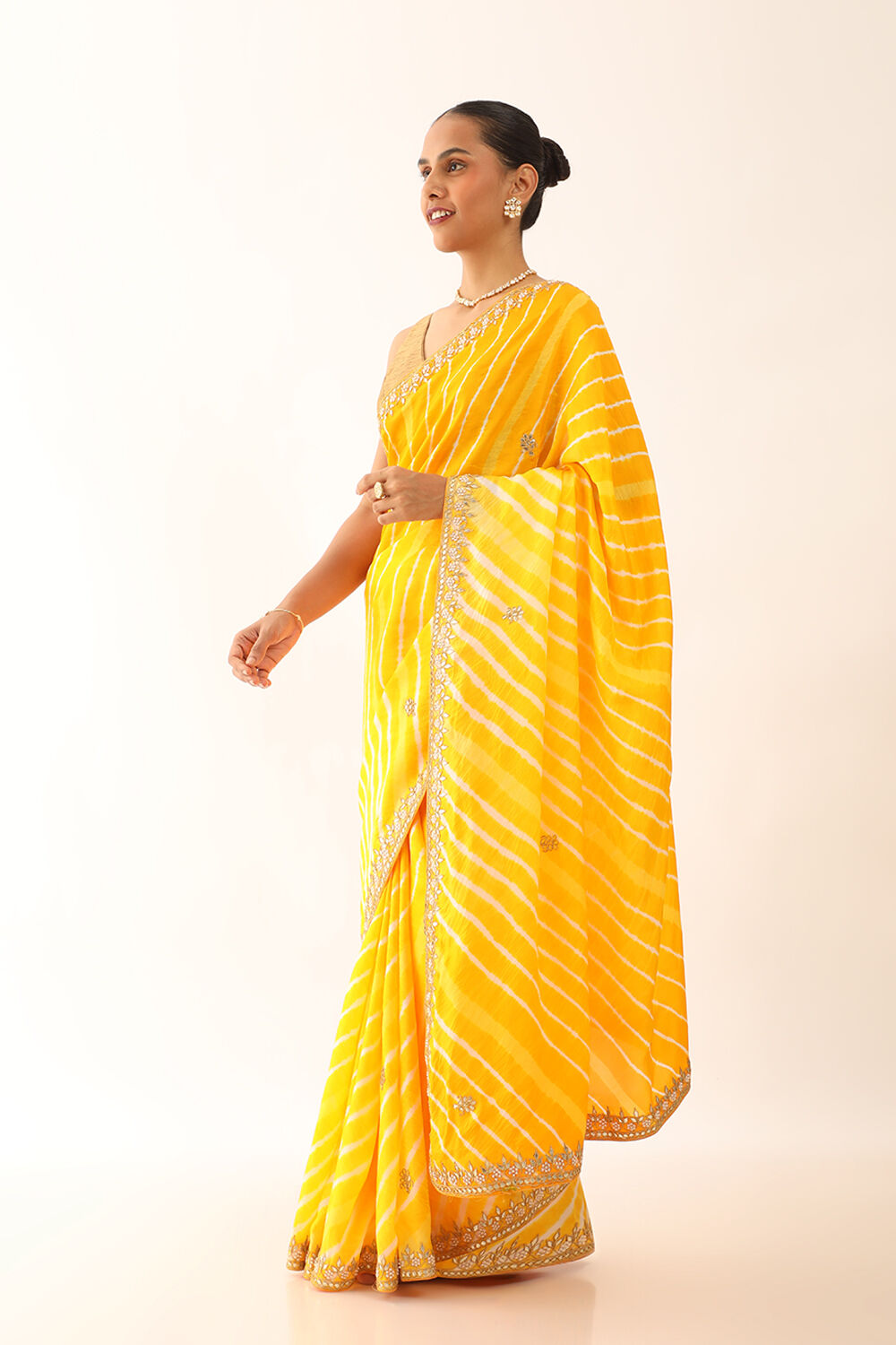 Light Yellow Craft Viscose Leheriya Saree image number null
