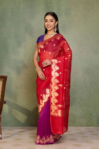 Multi Pure Silk Organza Kadwa Banarasi Saree thumbnail image number null