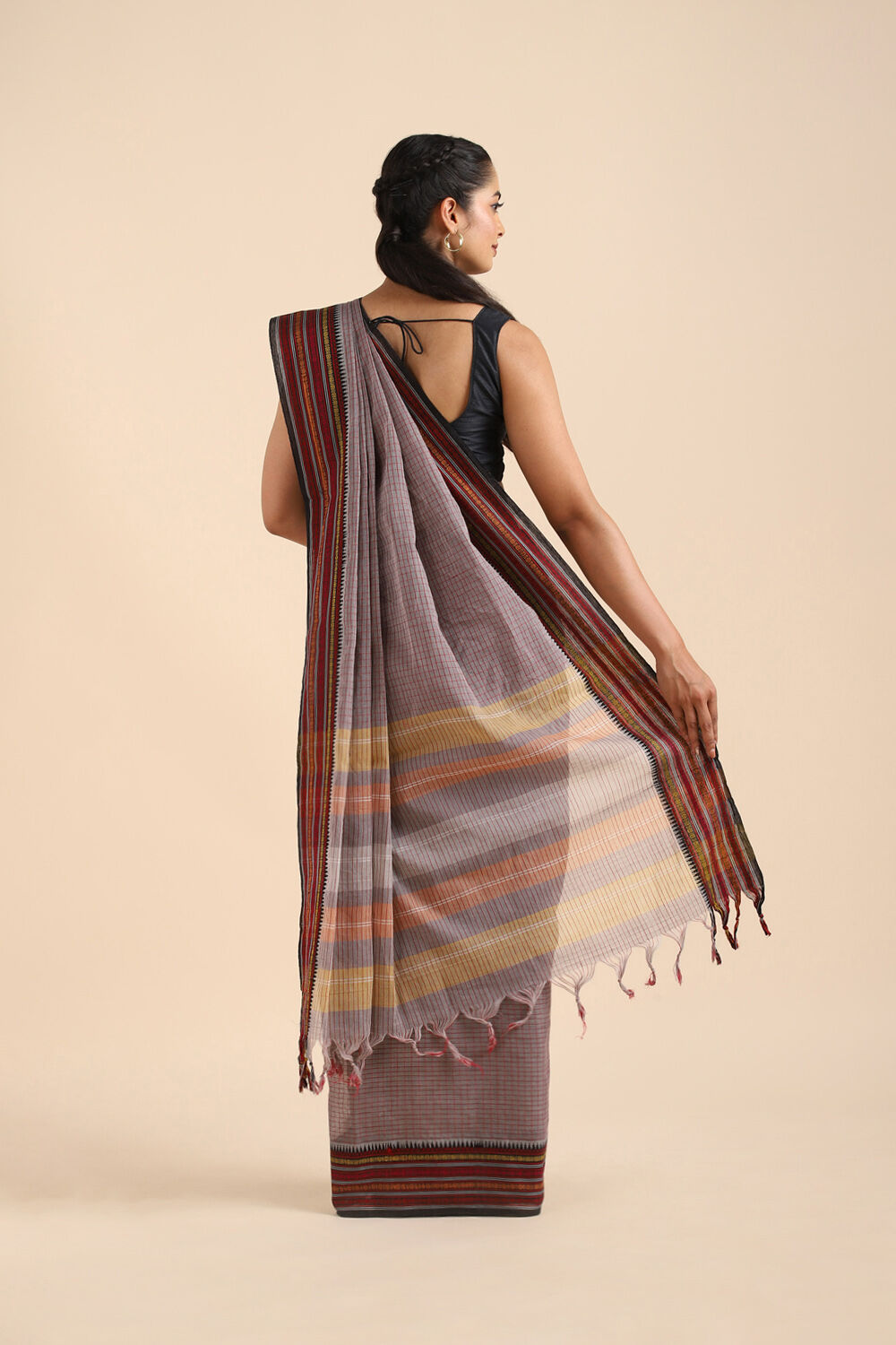 Grey Pure Cotton Naranyanpet Saree image number null