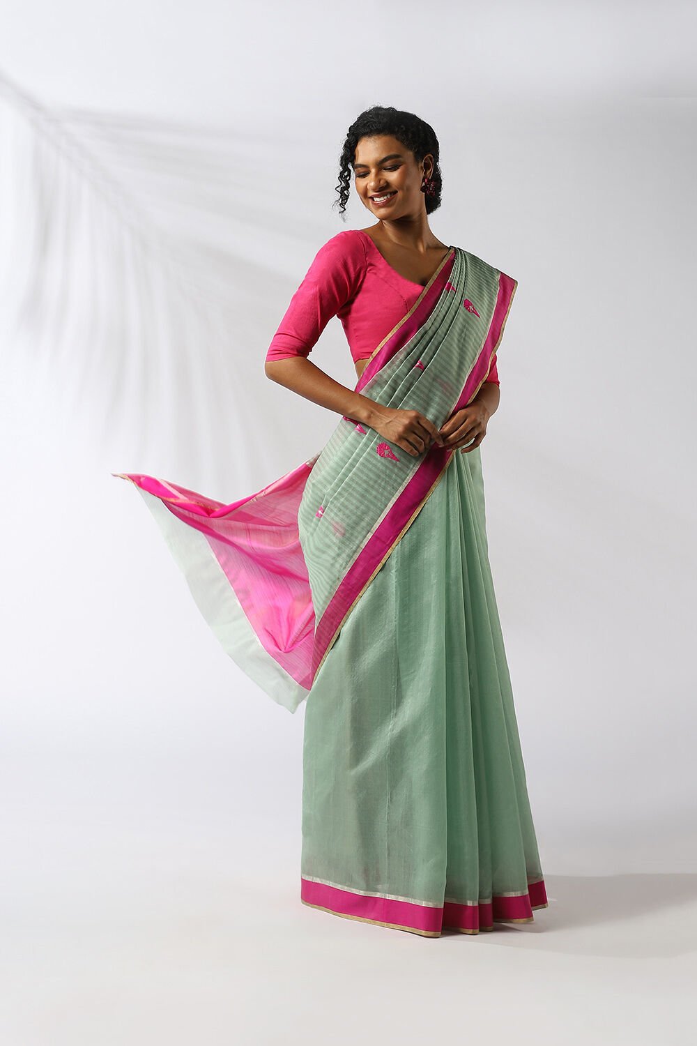 Light Green Pure Silk Cotton Chanderi Saree image number null