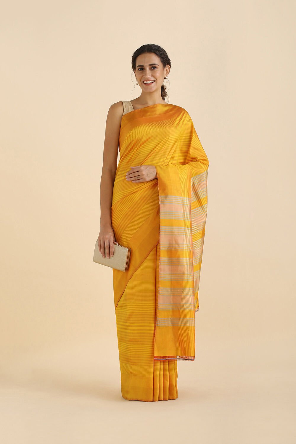 Yellow Pure Silk Woven Saree image number null