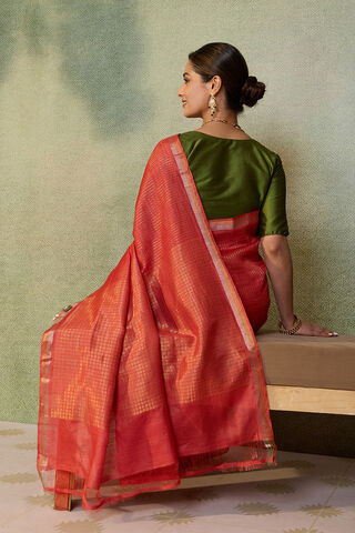 Red Chattisgarh Woven Pure Tussar Silk Saree thumbnail image number null