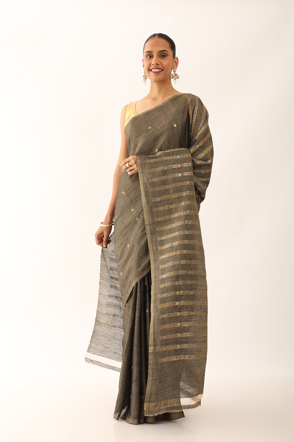 Black Chattisgarh Pure Silk Tissue Woven Saree image number null