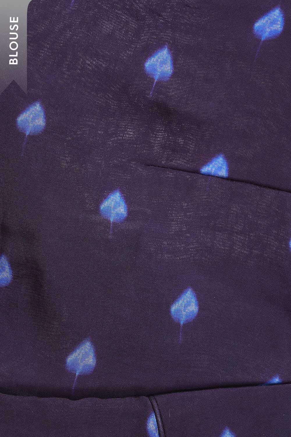 Dark Blue Printed Viscose Organza Kantha Saree image number null